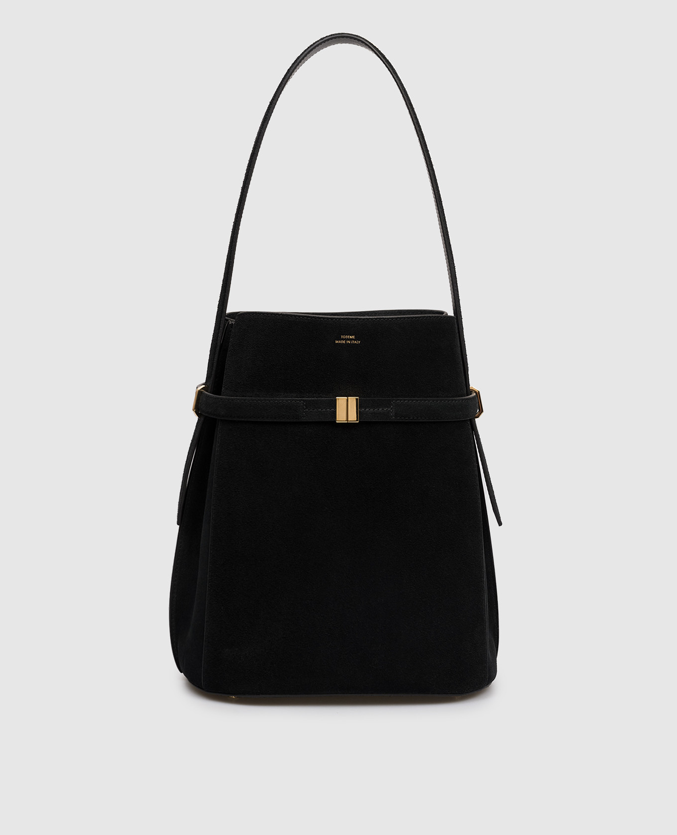 Black suede bucket bag with logo Toteme
Black suede bucket bag with logo Toteme