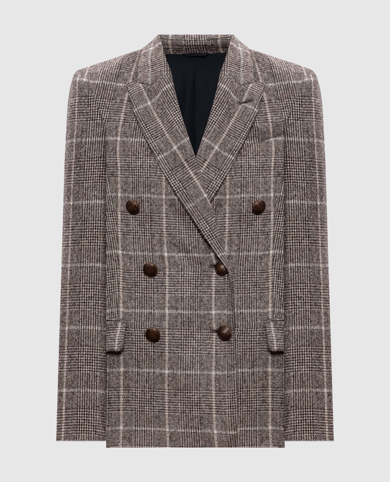 Double-breasted alpaca wool check jacket Brunello Cucinelli, Grey
Double-breasted alpaca wool check jacket Brunello Cucinelli, Grey