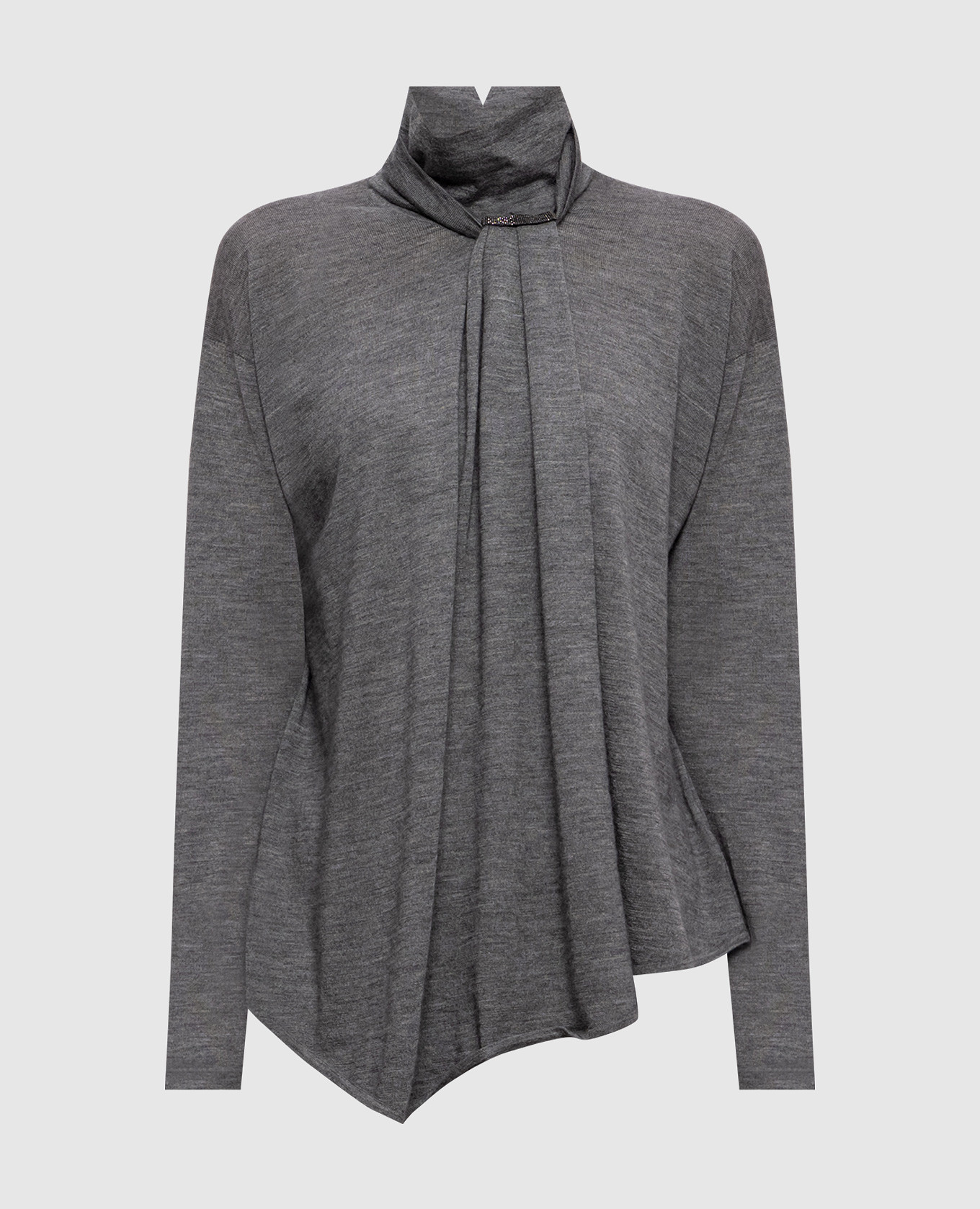 Gray cashmere and silk turtleneck with monil chain Brunello Cucinelli, Grey
Gray cashmere and silk turtleneck with monil chain Brunello Cucinelli, Grey