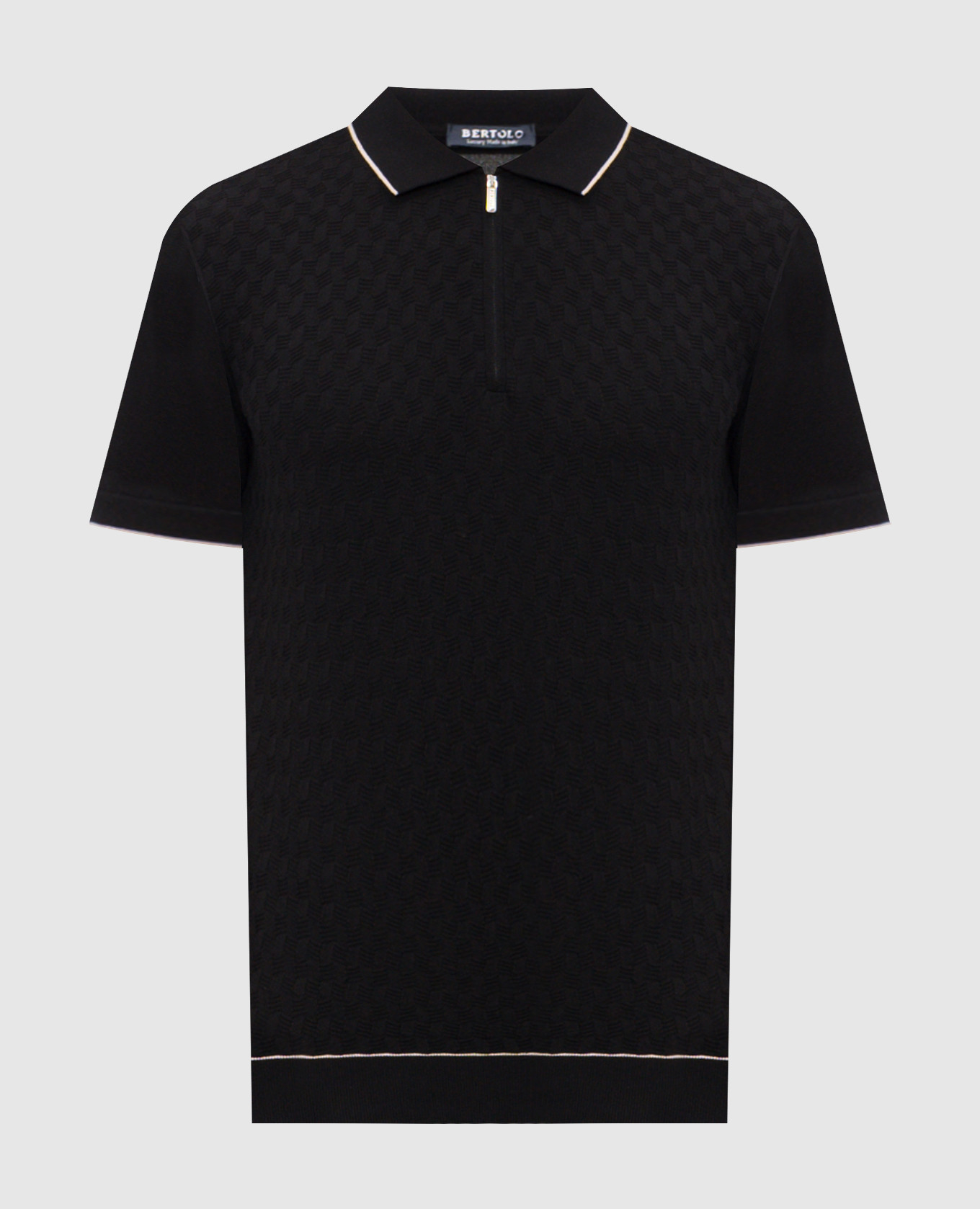 Black polo shirt with patterned silk Bertolo Cashmere
Black polo shirt with patterned silk Bertolo Cashmere