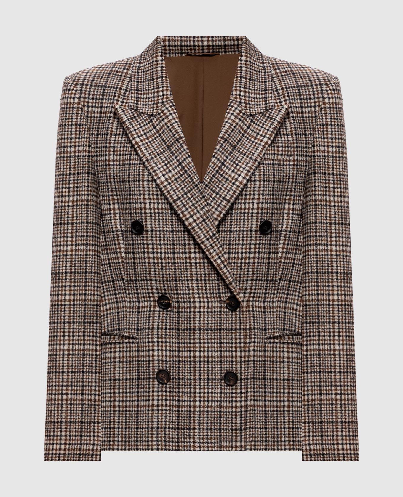 Double-breasted alpaca wool check jacket Brunello Cucinelli, Brown
Double-breasted alpaca wool check jacket Brunello Cucinelli, Brown
