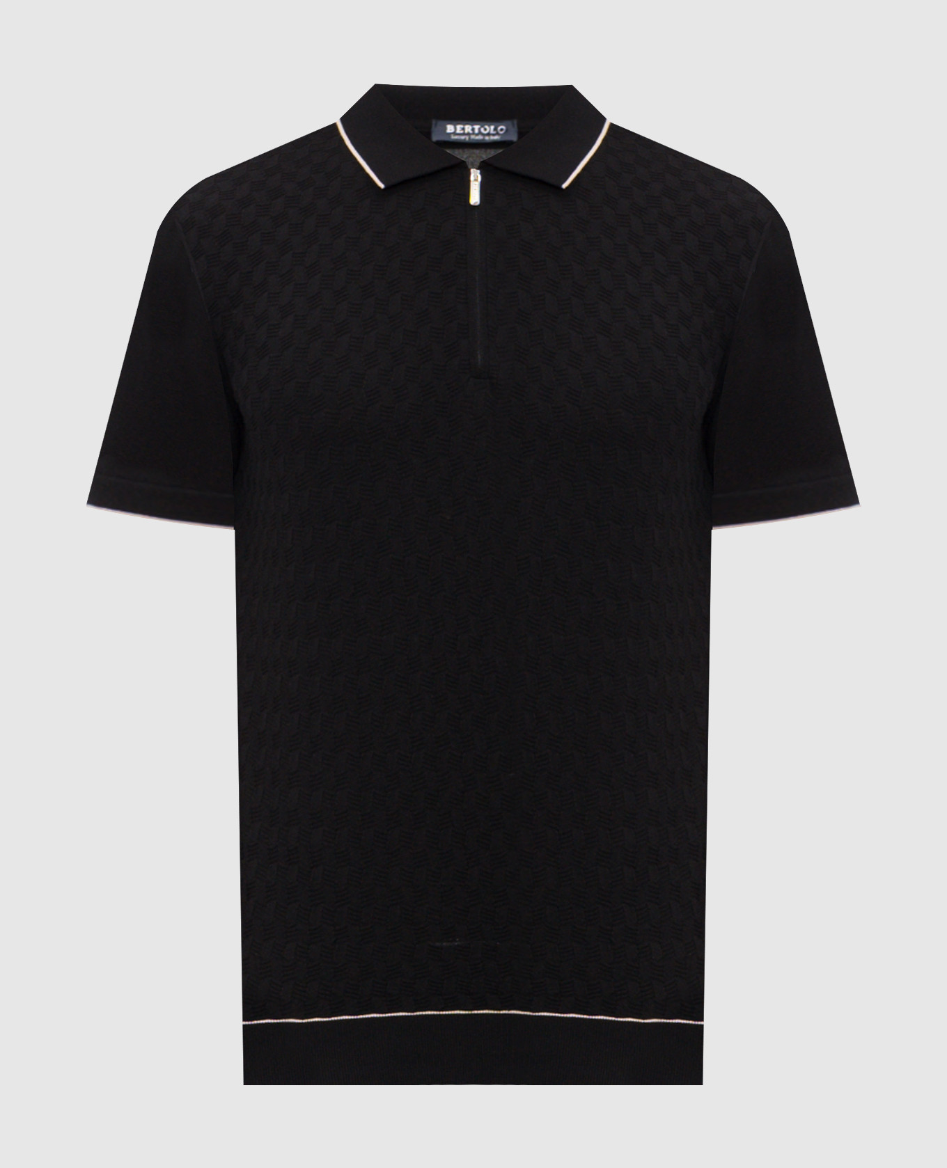 Black silk polo with contrast trim Bertolo Cashmere
Black silk polo with contrast trim Bertolo Cashmere
