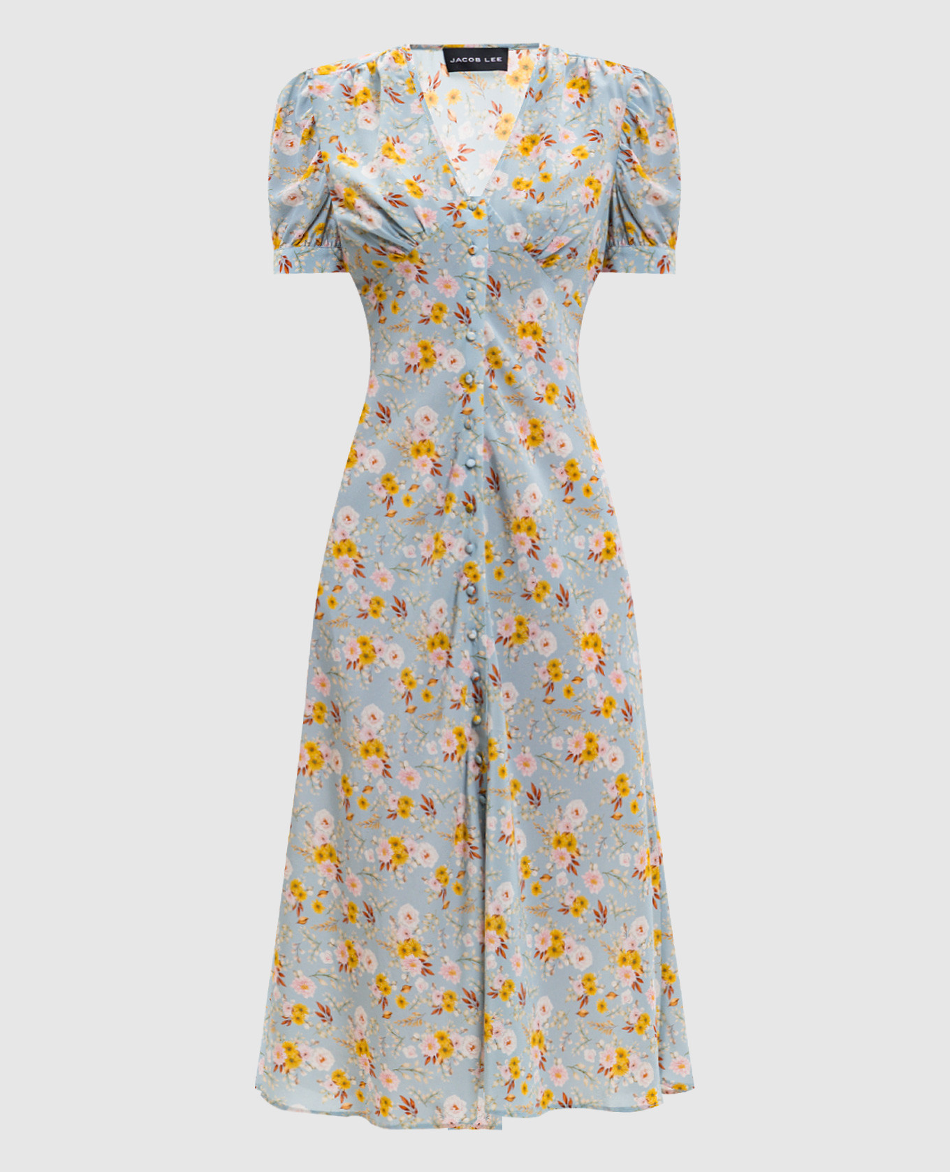 Blue silk dress with floral print Jacob Lee, Light blue
Blue silk dress with floral print Jacob Lee, Light blue