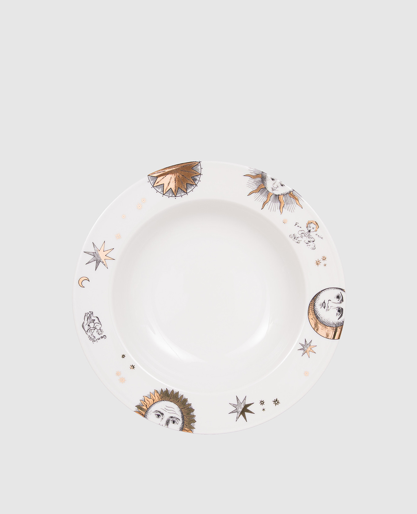 White porcelain soup plate Astronomici Fornasetti
White porcelain soup plate Astronomici Fornasetti