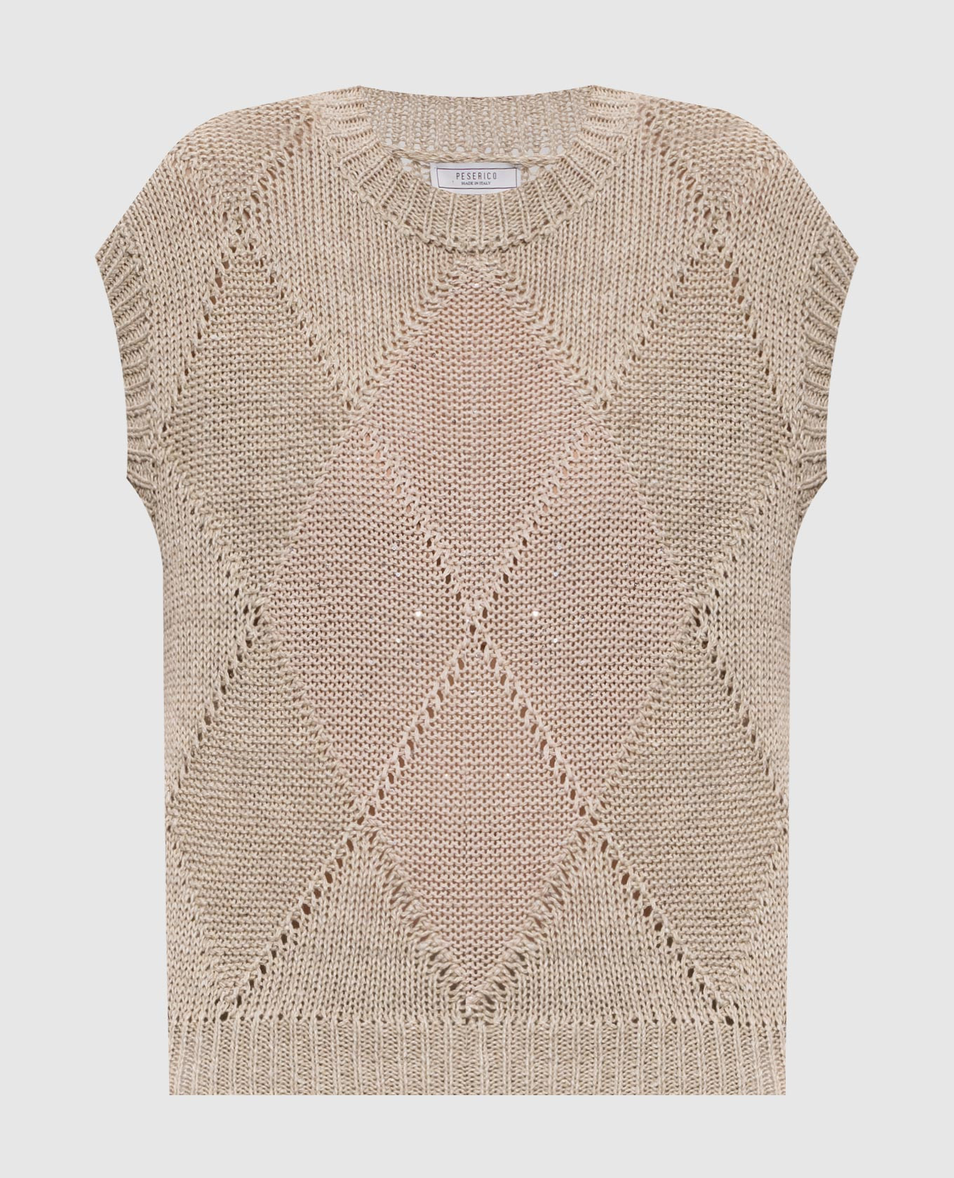 Beige openwork vest with linen Peserico
Beige openwork vest with linen Peserico