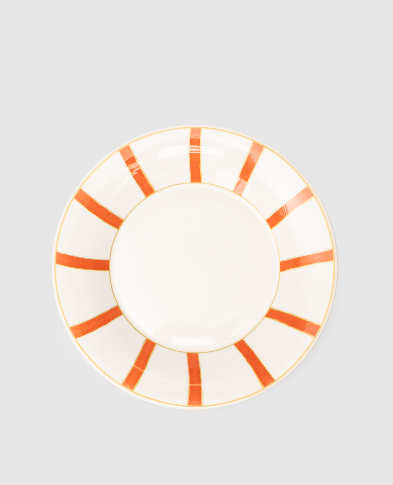 White porcelain dessert plate Striche Arancio e Oro Geminiano Cozzi 1765
White porcelain dessert plate Striche Arancio e Oro Geminiano Cozzi 1765