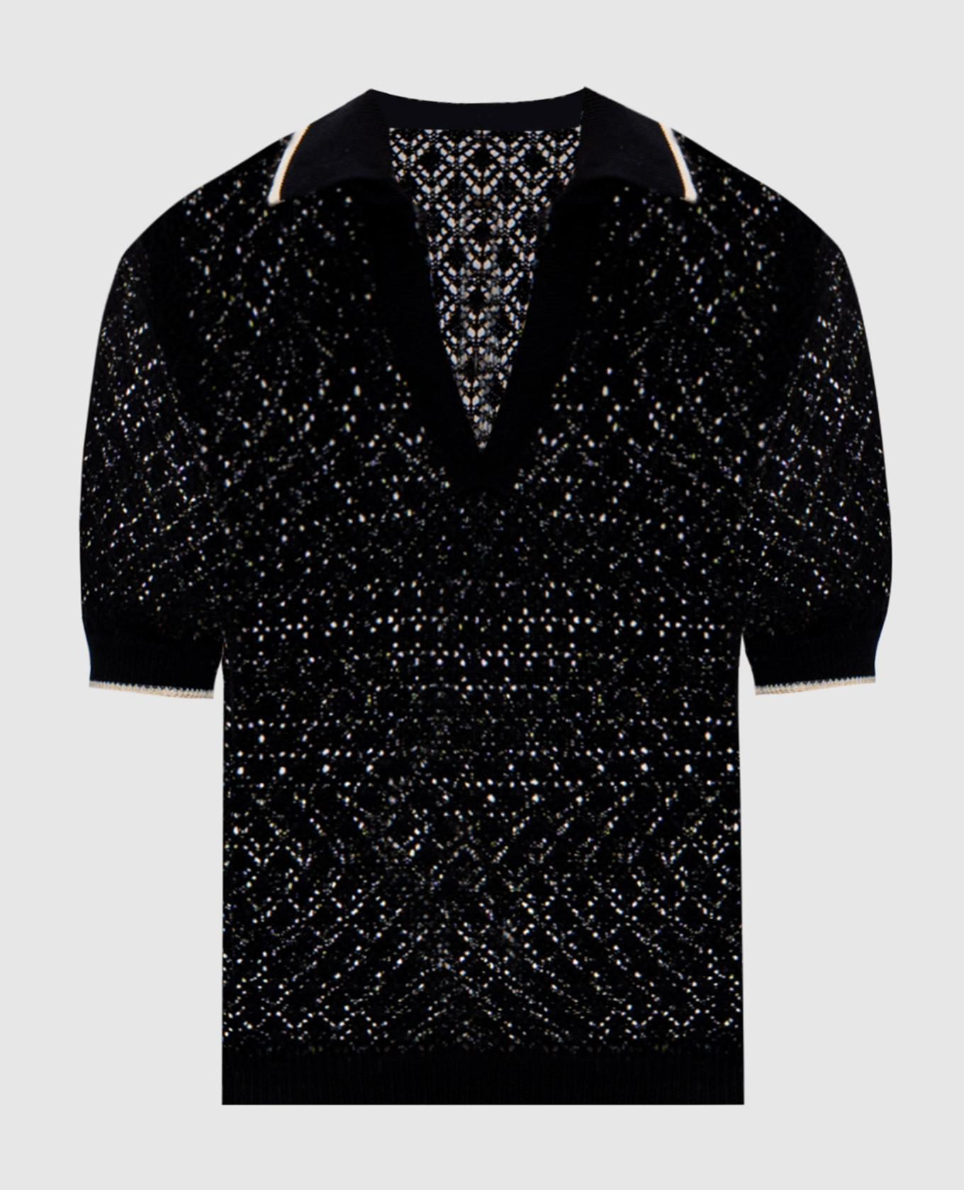 Black openwork top with polo collar Agnona
Black openwork top with polo collar Agnona