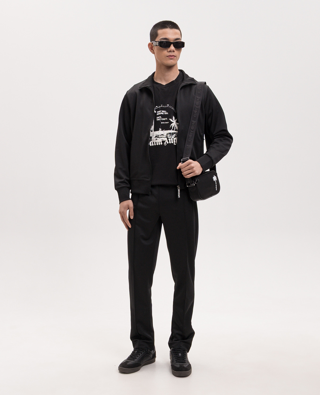 Black sports jacket with logo print Palm Angels
Black sports jacket with logo print Palm Angels