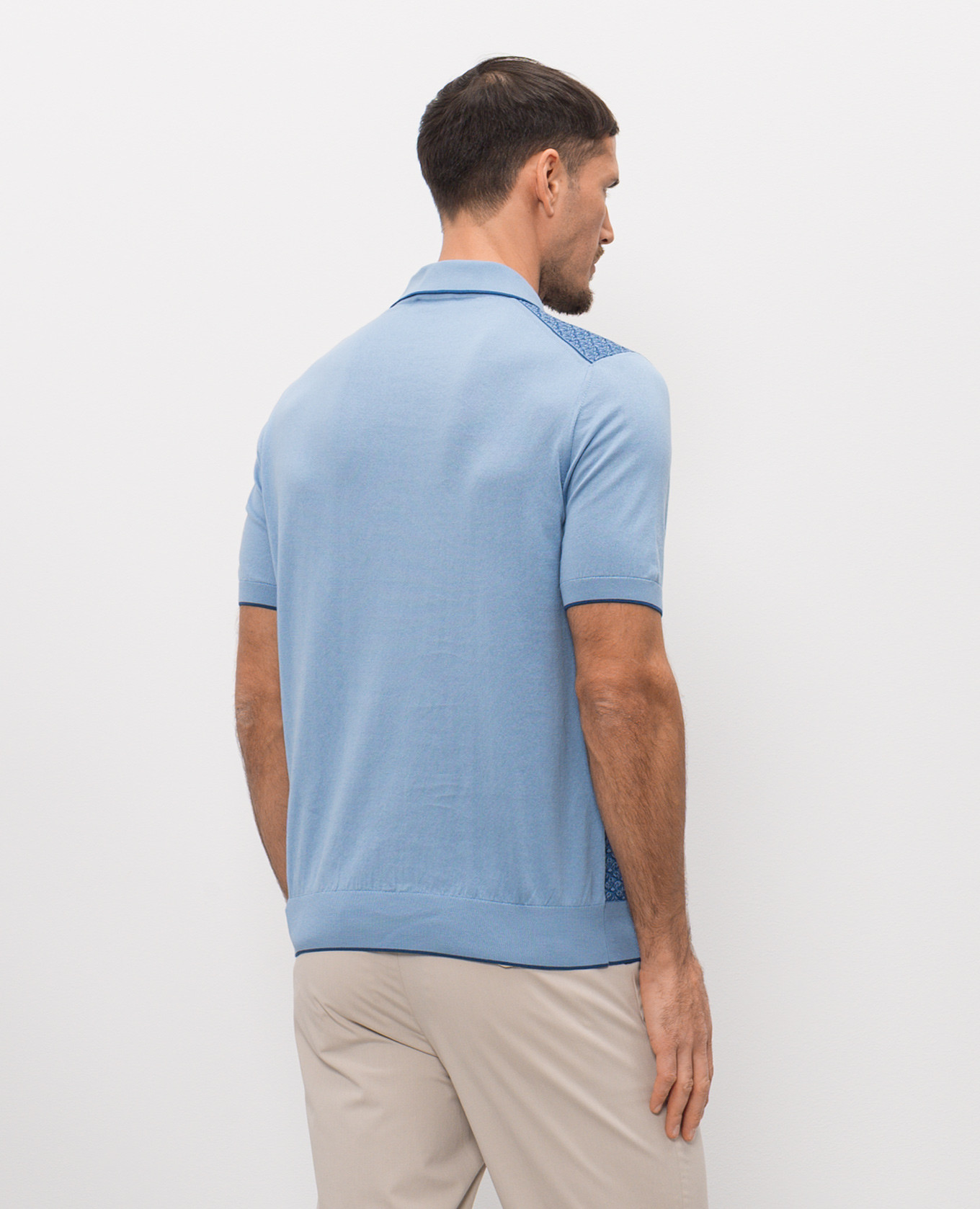 Blue polo shirt with patterned silk Stefano Ricci, Light blue
Blue polo shirt with patterned silk Stefano Ricci, Light blue