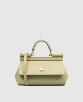 Dolce&Gabbana Sicily green leather bag with logo plate BB7116B1001