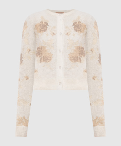 Ivory cardigan with floral pattern