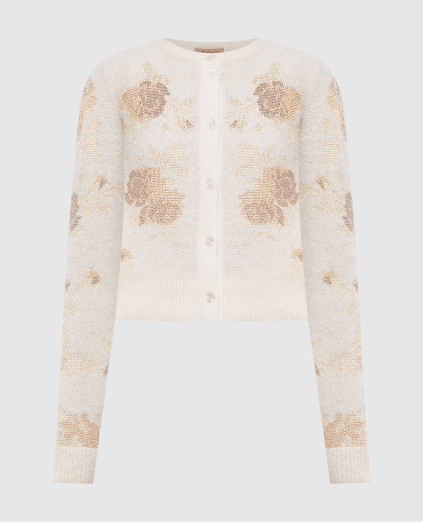 Ivory cardigan with floral pattern Twinset