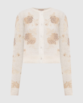 Twinset Ivory cardigan with floral pattern 262TT3340