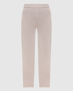 Peserico Beige wool, silk and cashmere sweatpants with monil chain S94107F1209283