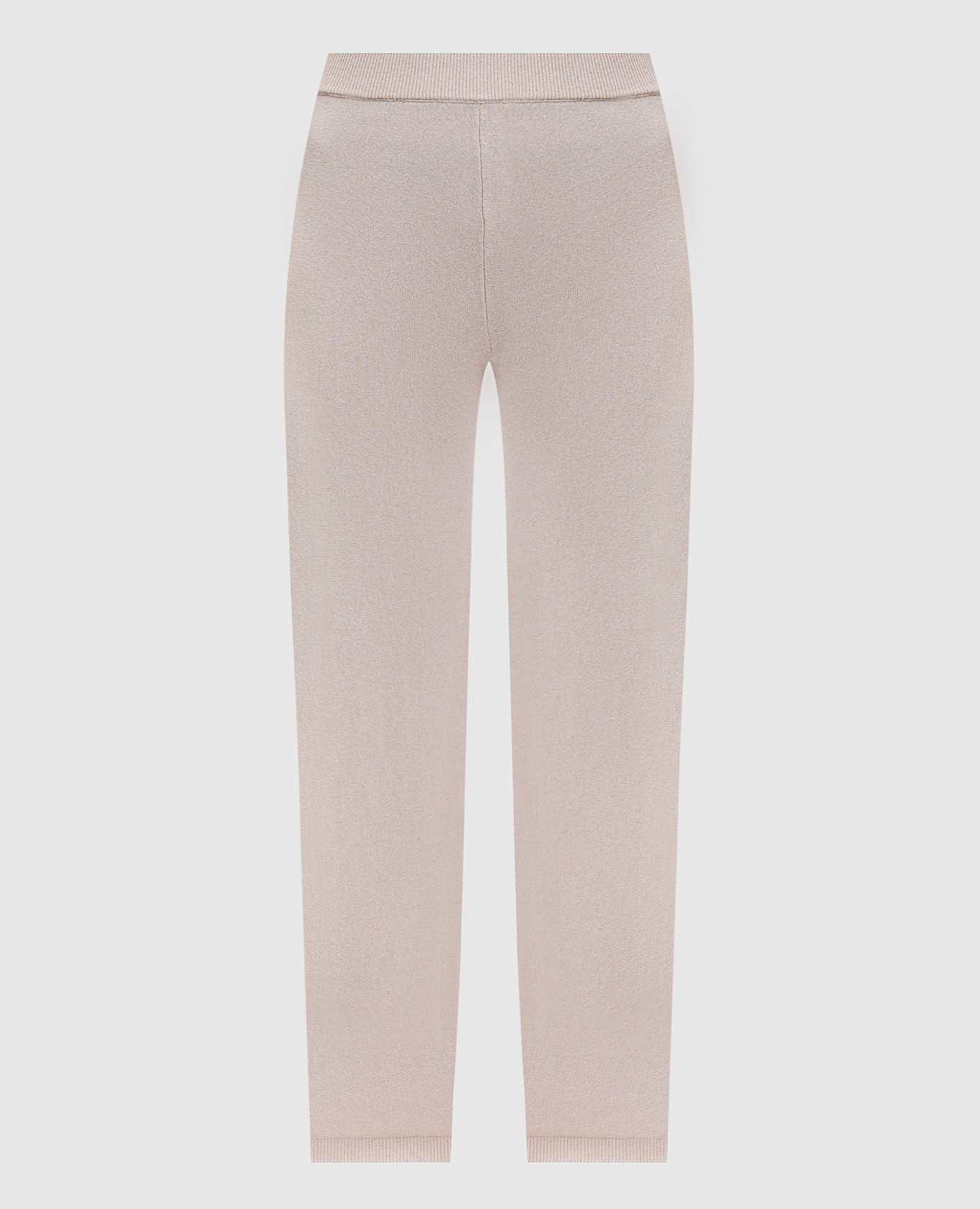 Beige wool, silk and cashmere sweatpants with monil chain
