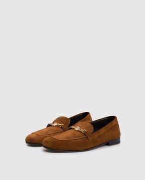 Versace Medusa brown suede loafers 10233481A09892