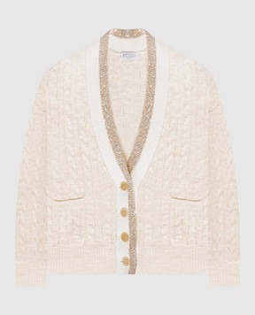 Brunello Cucinelli Beige hemp and silk cardigan MWA576306