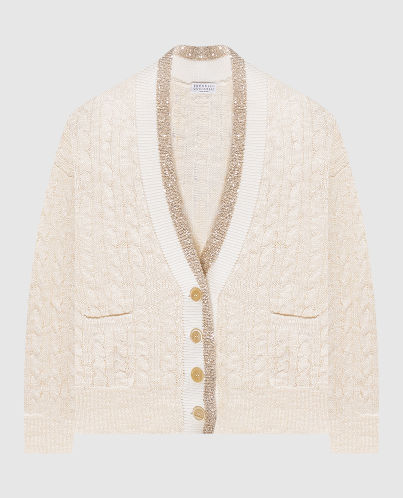 Beige hemp and silk cardigan