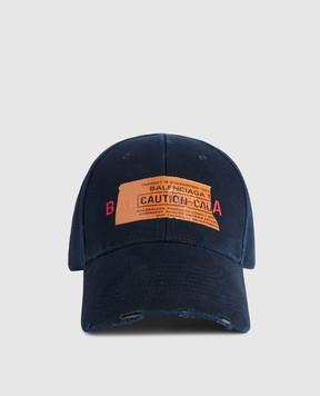 Balenciaga Blue cap with logo embroidery A001UK410B2