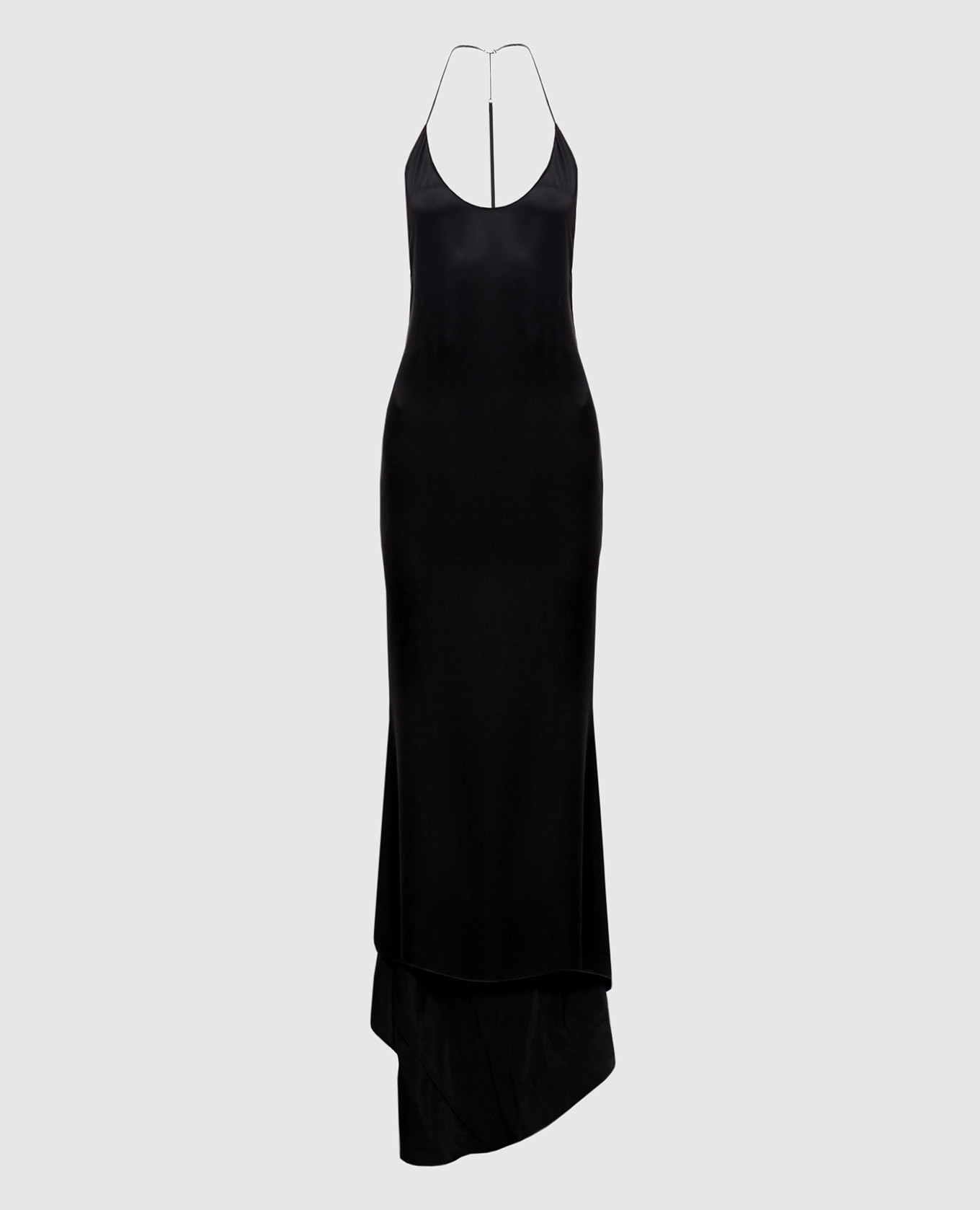 Black silk dress with an open back