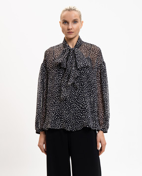 Max Mara Black MSTETERE silk blouse with polka dots MSTETERE