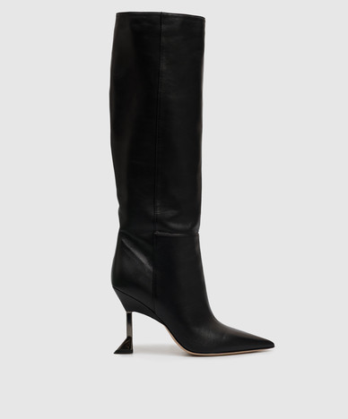 Amber black leather boots