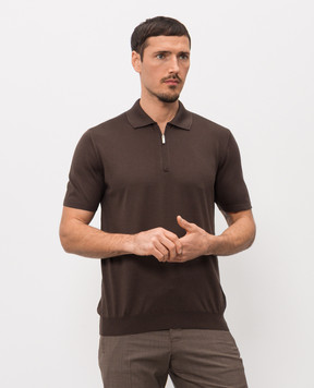 Bertolo Cashmere Brown silk polo shirt 900270000026