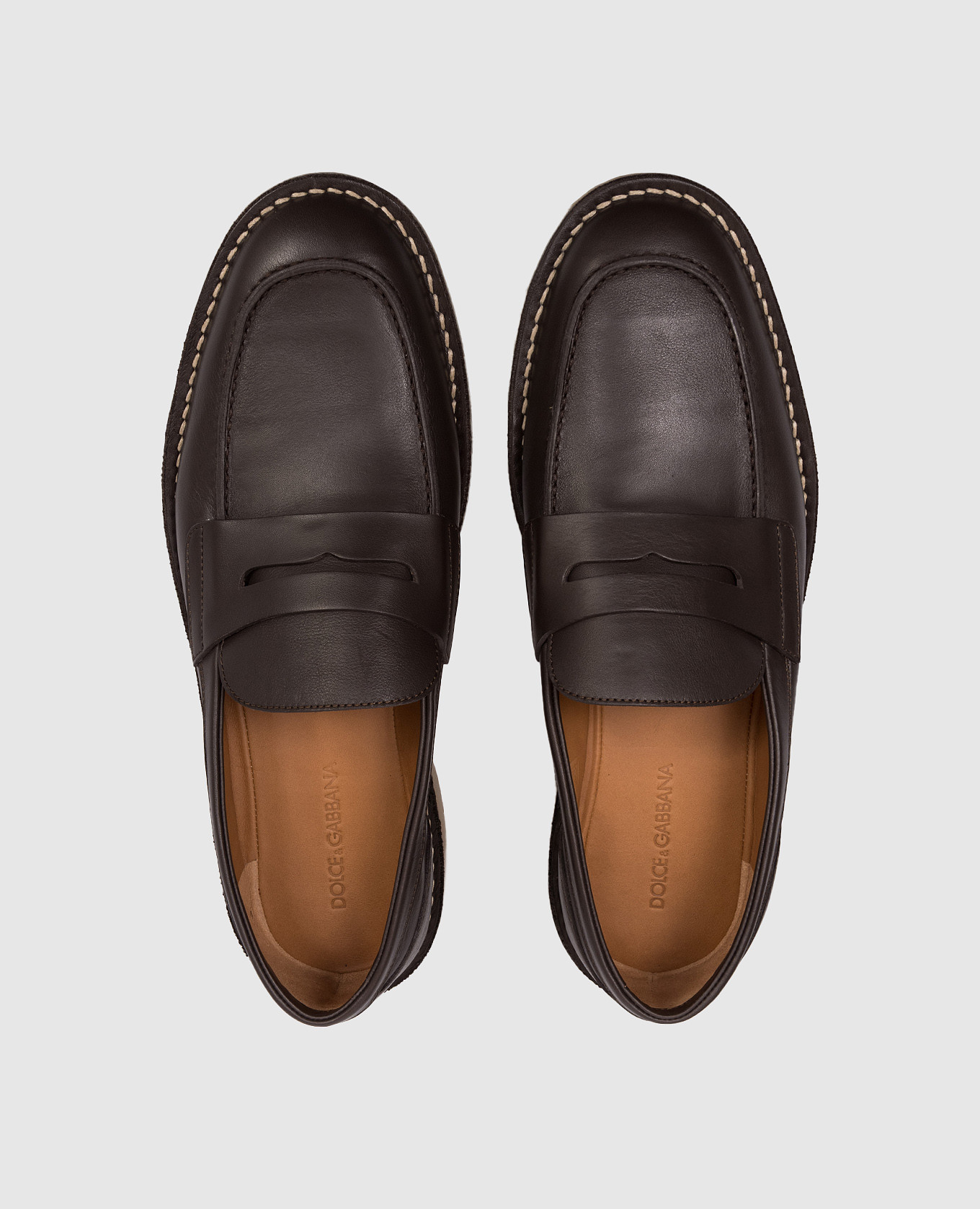 Brown leather loafers Dolce&Gabbana 4