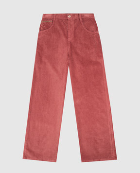 Brunello Cucinelli Children's burgundy corduroy pants with monil chain BB092P650B