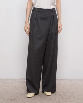 Peserico Gray wool pants with patch A0466303472