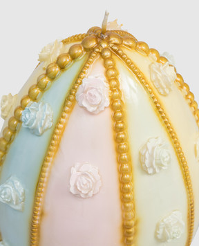 Cereria Introna Egg-shaped candle with flower and pearl decorations 2294