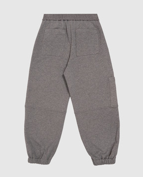 Brunello Cucinelli Kids' grey joggers with textured logo BN05NE473C