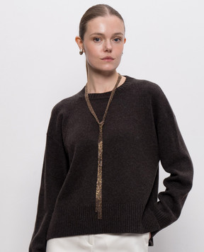 Peserico Brown necklace with monil chain A35526C0CC912