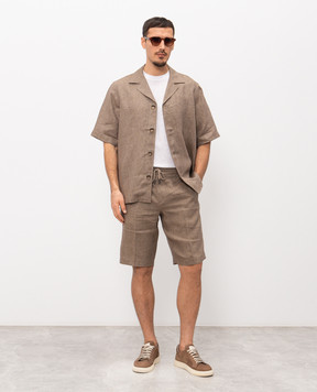 CAPOBIANCO Brown linen shirt 20M351LL00