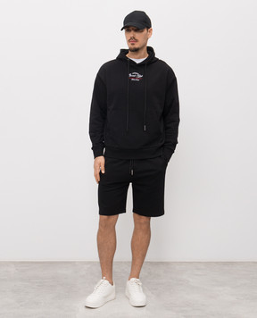 Iceberg Black shorts with branded print D020630A