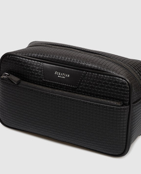 Serapian Black leather vanity case with monogram embossing SRSTSMML546424BCG2