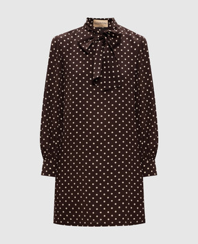 Valentino Brown polka dot silk dress 8B3VAJF89DW