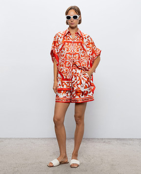 Dolce&Gabbana Silk blouse with branded print F5T52TGDDRE