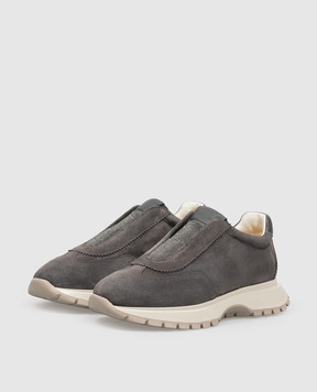 Doucal's Gray suede sneakers with a monil chain DD8937LYSAPF878