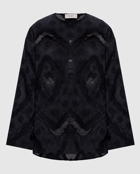 Agnona Black blouse with woven pattern TD1112YJ2001