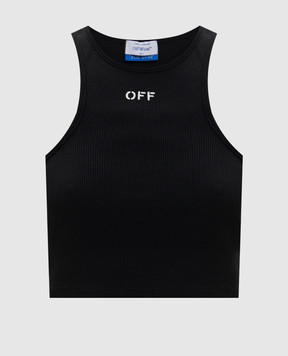 Off-White Black ribbed top with OFF logo embroidery 2AD086C99JER002