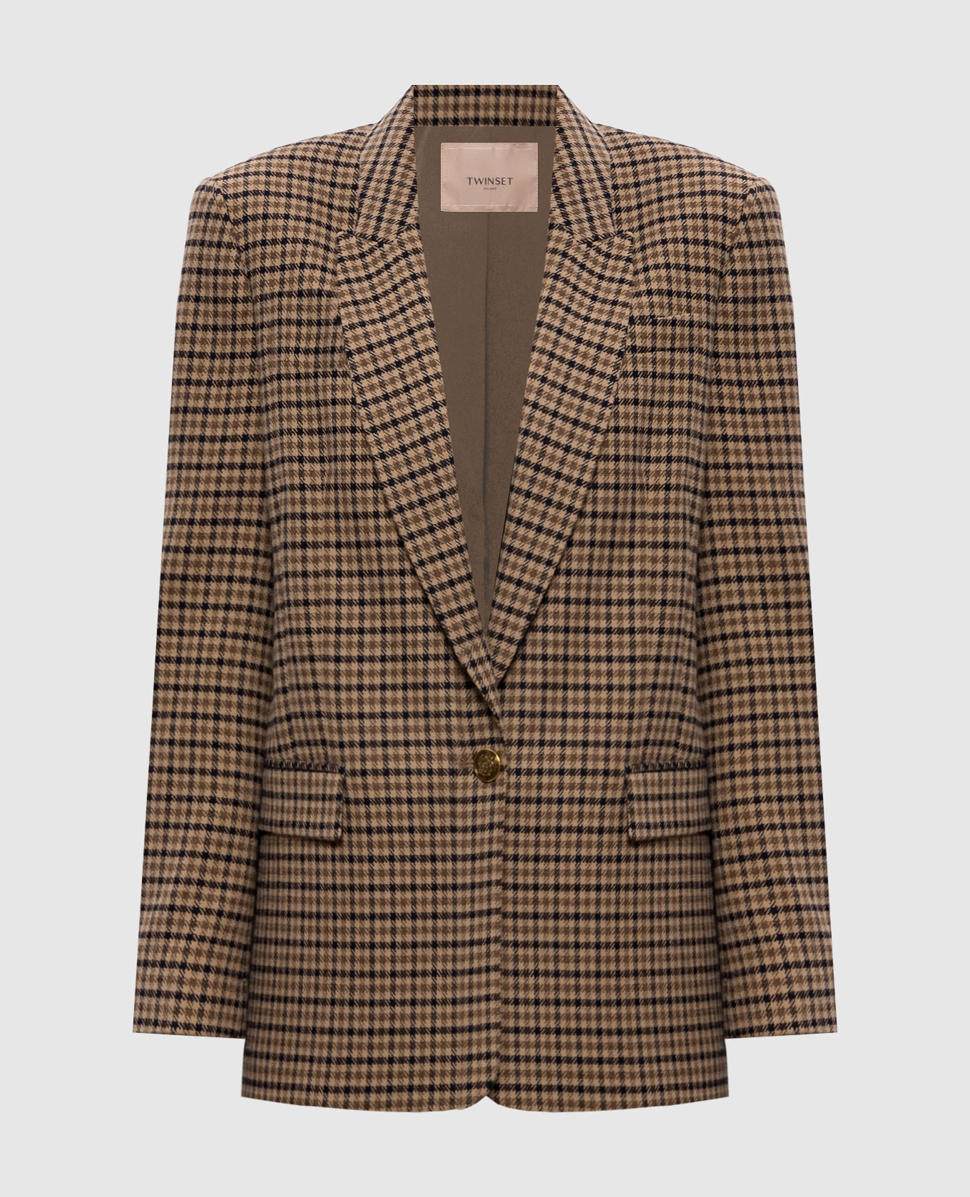 

Brown checked wool jacket Twinset