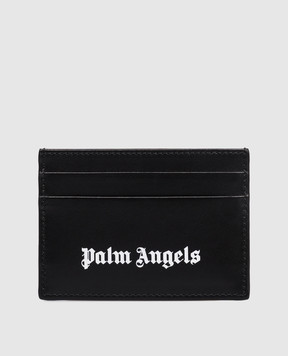 Palm Angels Black leather cardholder with logo print PWND015S26LEA001