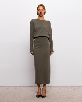 Simkhai Janese Green Off-the-Shoulder Wool Dress 4261015K