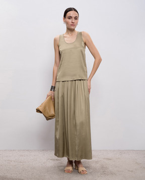 Peserico Khaki top with monil chain A0848106638