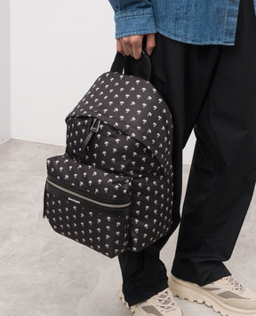 Palm Angels Black backpack with mini Palms logo print PMNB015S23FAB001