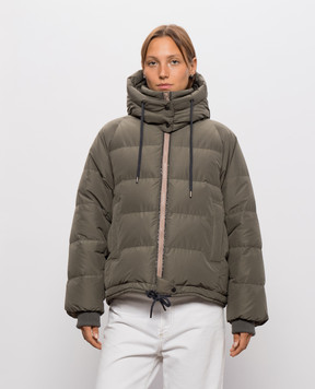 Brunello Cucinelli Khaki down jacket with monil chain MH5257216