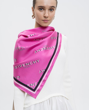 Givenchy Pink Shadow silk scarf with contrast logo 710009495015