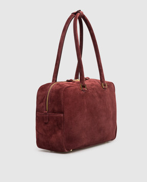 Christian Villa Burgundy suede tote bag with logo 06236TE