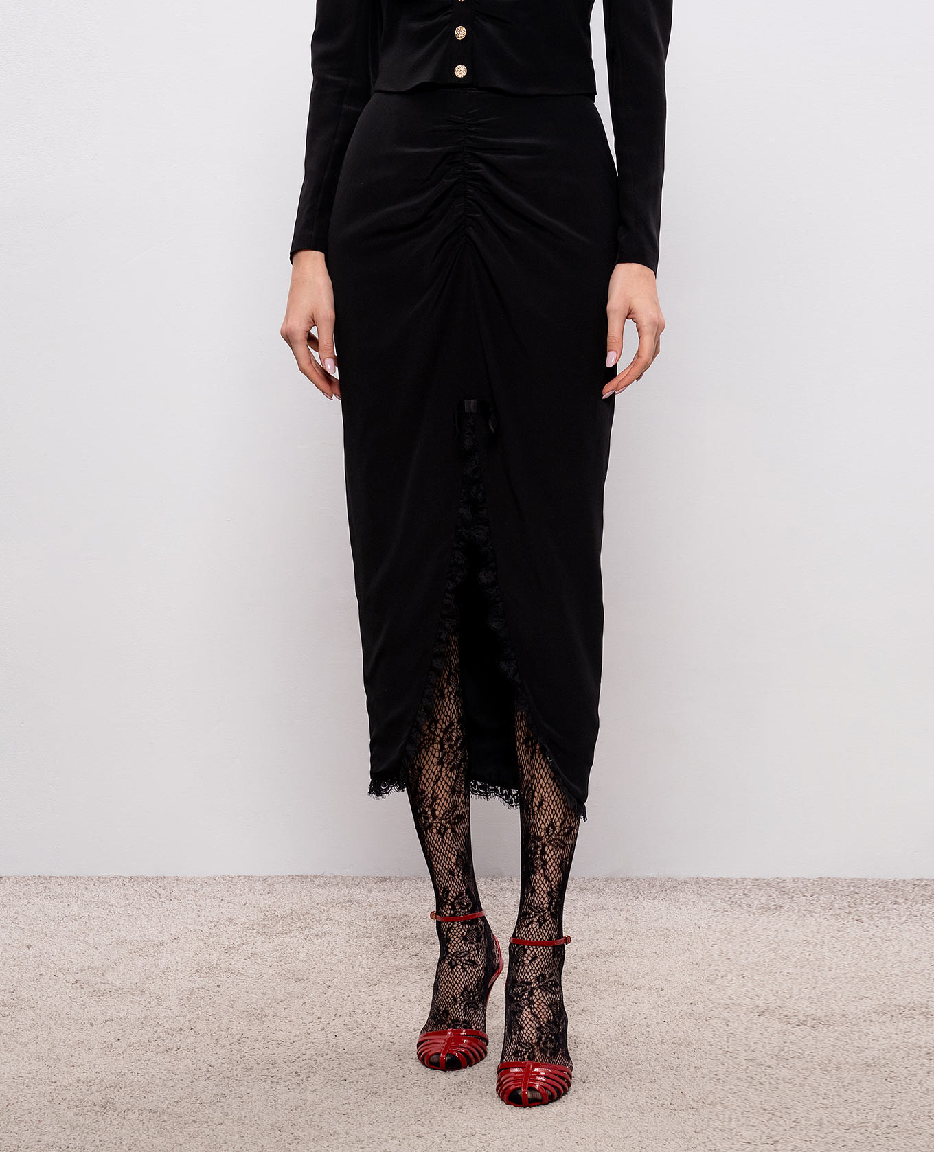 Black silk midi skirt Alessandra Rich 3
